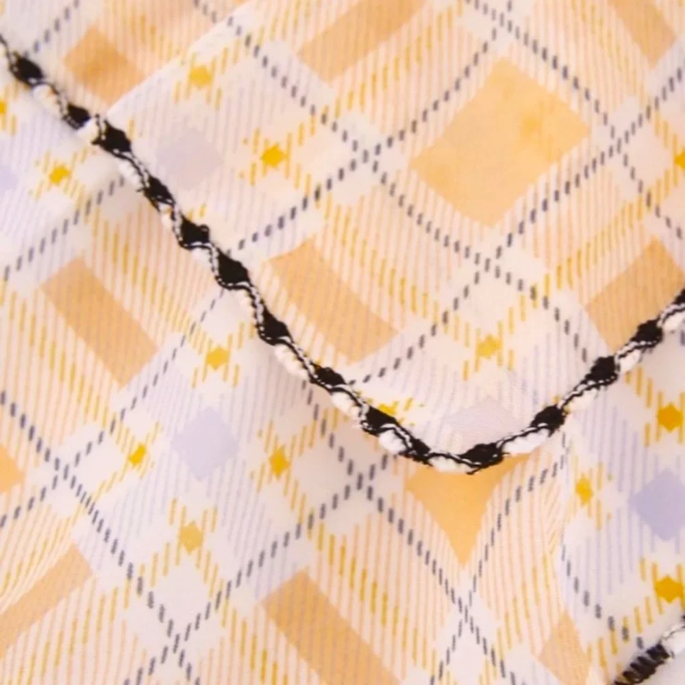 Tan & White Plaid Facemask & Scarf Adjustable Ear Strips 4 A Comfortable Fit
